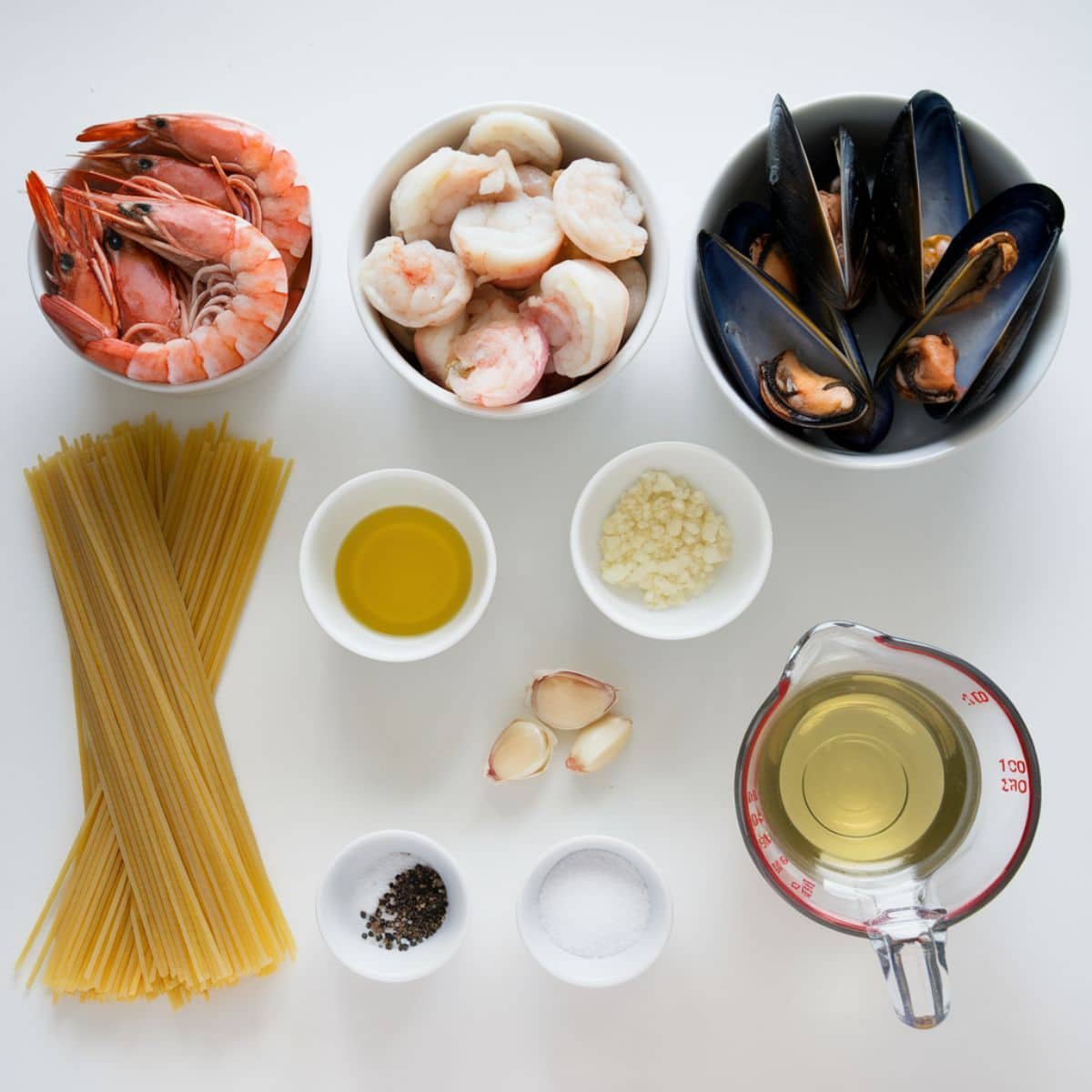 Ingredients
For the Pasta and Seafood