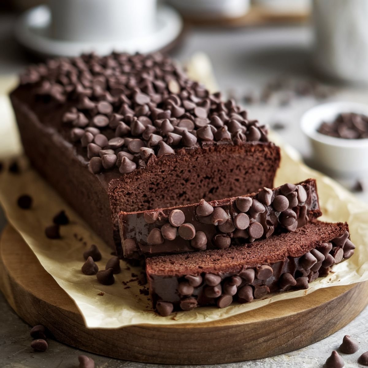 Decadent and moist Chocolate Pound Cake Recipe topped with rich chocolate glaze and chocolate chips. A perfect homemade dessert for chocolate lovers.