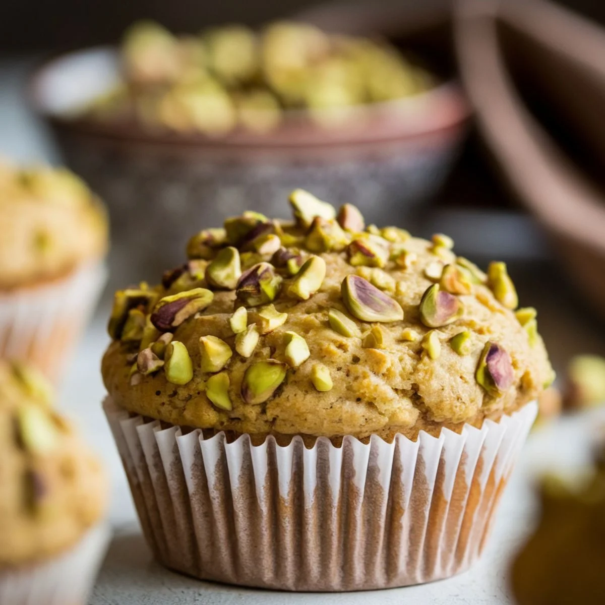 Fluffy Pistachio Muffin Recipe – Soft, Golden, and Topped with Crunchy Pistachios. A Delicious Homemade Treat for Breakfast or Snacks!