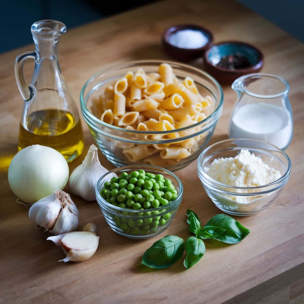 Ingredients
For this pasta and peas recipe