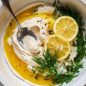 Prepare the Aioli: Whisk together mayonnaise, lemon juice, garlic, and dill. Season with salt and pepper to taste.