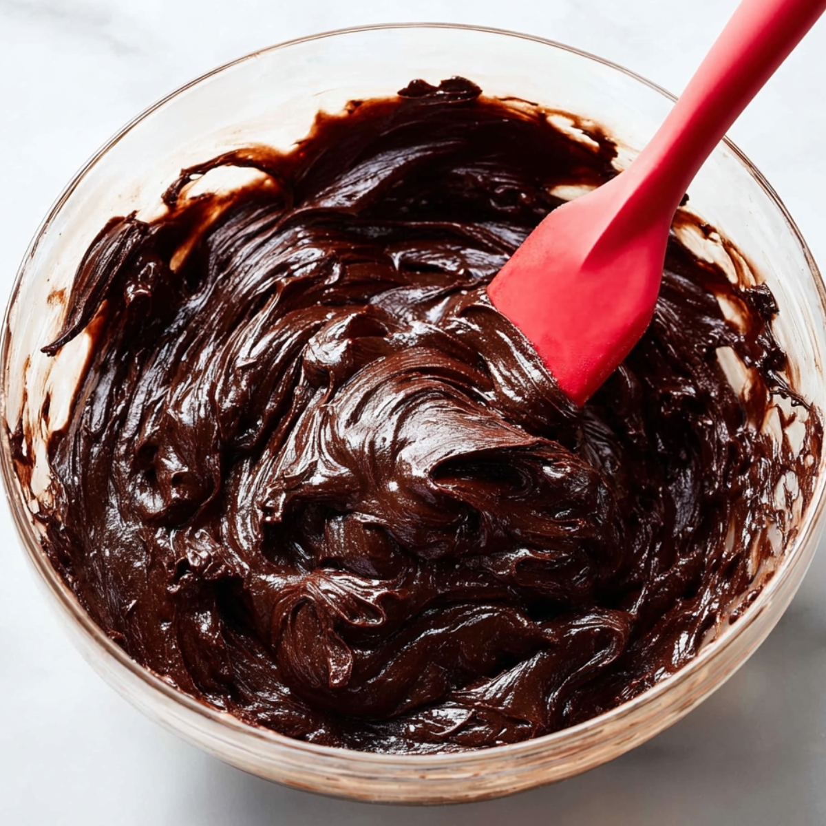 Add your cocoa powder, flour, and salt to the bowl. Whisk until the batter is thick and fully combined with no dry streaks remaining.